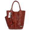 Modne Torebki Skórzane Shopper Bag XL z Etui firmy Vittoria Gotti Brązowa