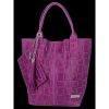 Modne Torebki Skórzane Shopper Bag XL z Etui firmy Vittoria Gotti Fiolet