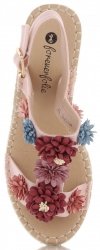 Modne Buty Damskie Koturny z kwiatami marki Lady Glory Pudrowy Róż