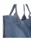 Włoskie Torebki skórzane typu Shopper bag Aligator Niebieska