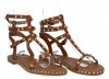 Camelowe sandały damskie z ćwiekami firmy Bellicy