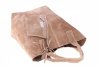 Włoskie Torebki skórzane typu Shopper bag Beżowa