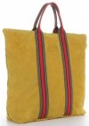 Vittoria Gotti Torebki Skórzane w modne paski Firmowy Shopper Made in Italy z funkcją Plecaczka Żółty