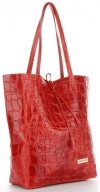 Vittoria Gotti Włoski Shopper XL Uniwersalna Torba Skórzana do noszenia na co dzień z modnym motywem Żółwia Czerwona