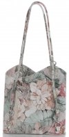Uniwersalna Torebka Skórzana z funkcją plecaczka firmy Vittoria Gotti Made in Italy we wzory Kwiatów Beżowa