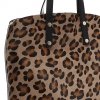 Torebka Skórzana Shopperbag z Kosmetyczką Gepard w Brązowo Czarne Centki