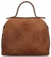 Elegancka Torebka Skórzana Włoski Kuferek 2 Komory 5273 Ruda