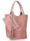 Uniwersalna Torebka Skórzana XL Shopper Bag w motyw zwierzęcy firmy Vittoria Gotti Różowa