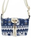 Modna Torebka Listonoszka w Stylu Boho firmy Herisson 234F1214 Niebieska/Beżowa