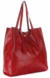 Torba Skórzana Shopper Bag z Kosmetyczką Czerwona