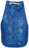 Modny Plecak Damski Pojemny Worek XL w modny wzór Ananasów Niebieski