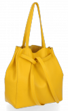 Włoskie Torebki Skórzane ShopperBag z Kosmetyczką Żółta