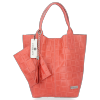 Modne Torebki Skórzane Shopper Bag XL z Etui firmy Vittoria Gotti Koralowa