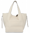 Vittoria Gotti Włoska Torebka Skórzana Shopper Bag z Kosmetyczką Beżowa
