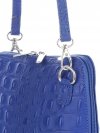 Włoska Torebka Skórzana Listonoszka firmy Genuine Leather we wzór Krokodyla Kobaltowa 