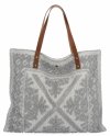 Włoska Torebka Shopper bag w Modne Wzory 5887 Jasno Szara