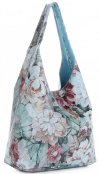 Torebka Skórzana firmy Vittoria Gotti Uniwersalny Włoski Shopper w modne wzory Kwiatów Błękitna