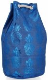 Modny Plecak Damski Pojemny Worek XL w modny wzór Ananasów Niebieski