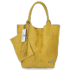 Włoskie Torebki Skórzane Shopper Bag w motyw aligatora firmy Vittoria Gotti Żółta