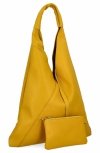 Włoska Torebka Skórzana Shopper Bag z Małą Kosmetyczką 5820S Żółta