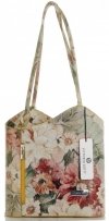 Uniwersalna Torebka Skórzana z funkcją plecaczka  firmy Vittoria Gotti Made in Italy we wzory Kwiatów Żółta
