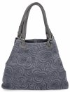 Włoska Torebka Skórzana Shopper Bag w Modne Wzory 5566-S Indygo