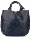 GEANȚĂ DIN PIELE shopper bag Genuine Leather albastru K216