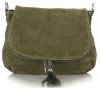 GEANȚĂ DIN PIELE tip poștaș Genuine Leather verde de sticlă A20E