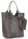 GEANȚĂ DIN PIELE shopper bag Genuine Leather gri 777