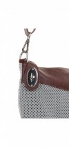 GEANȚĂ DIN PIELE tip poștaș Genuine Leather gri 14