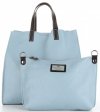 GEANȚĂ DIN PIELE universală Genuine Leather albastru deschis 691756