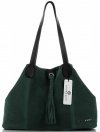 GEANȚĂ DIN PIELE shopper bag Vittoria Gotti verde de sticlă V3076