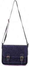 GEANȚĂ DIN PIELE tip poștaș Genuine Leather bleumarin 1643