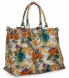 Geantă din Piele la Modă Tip Cufăr cu Flori 515-F Galben/Portocaliu