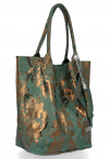 GEANȚĂ DIN PIELE shopper bag Vittoria Gotti verde de sticlă V2472