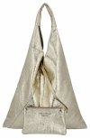 Geantă din Piele Italiană Shopper Bag cu Portfard Mic 5820S Aurie