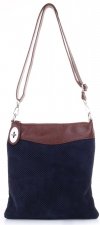 GEANȚĂ DIN PIELE tip poștaș Genuine Leather bleumarin 14
