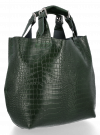 GEANȚĂ DIN PIELE shopper bag Vittoria Gotti verde de sticlă VG804