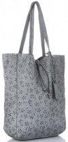 GEANȚĂ DIN PIELE shopper bag Vittoria Gotti gri deschis VL299