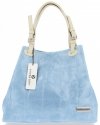 GEANȚĂ DIN PIELE shopper bag Vittoria Gotti albastru deschis V692754