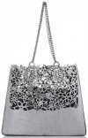 GEANȚĂ DIN PIELE shopper bag Vittoria Gotti argint V5798