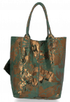GEANȚĂ DIN PIELE shopper bag Vittoria Gotti verde de sticlă V2472
