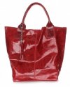 GEANȚĂ DIN PIELE shopper bag Genuine Leather roșu 788