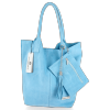 GEANȚĂ DIN PIELE shopper bag Vittoria Gotti albastru deschis V5190