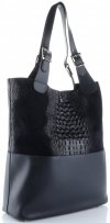 GEANȚĂ DIN PIELE shopper bag Genuine Leather bleumarin 216