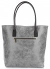 GEANȚĂ DIN PIELE shopper bag Genuine Leather gri deschis 358