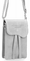 GEANȚĂ DIN PIELE universală Vittoria Gotti gri deschis V6256C