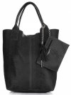 GEANȚĂ DIN PIELE shopper bag Genuine Leather negru 777
