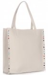 GEANȚĂ DIN PIELE shopper bag Genuine Leather gri deschis 5013