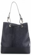 GEANȚĂ DIN PIELE shopper bag Vittoria Gotti bleumarin V344
